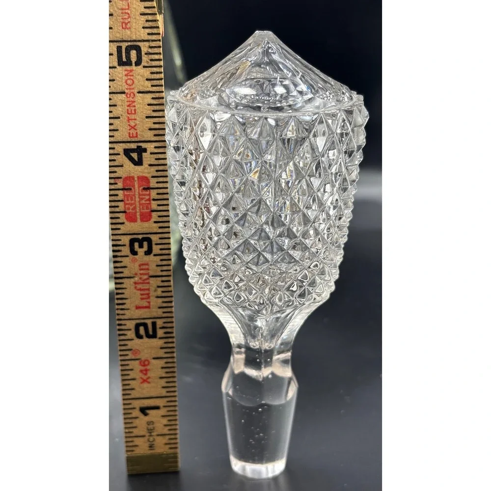 Vintage Cut Glass Decanter Stopper Diamond Point Pattern Replacement 5‎ Inch